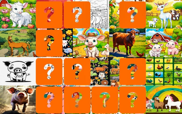 Farm Animals Memory Match Game