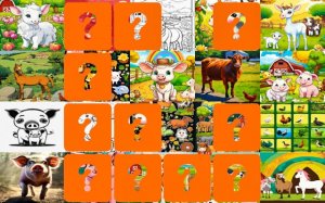 Farm Animals Memory Match Game